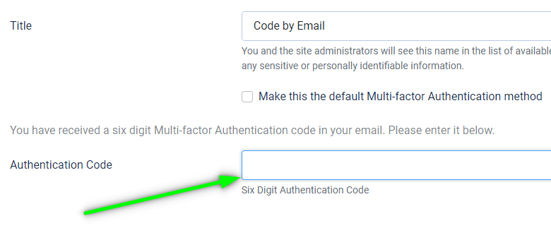 Код на Email - налаштування користувача MFA Joomla 4