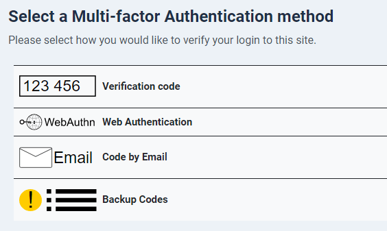 Різні методи мультифакторної автентифікації в Joomla 4