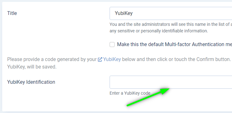 YubiKey Joomla 4 додавання коду