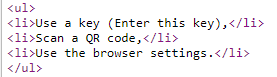 Пример HTML разметки списка